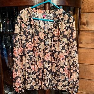 Vince Camuto Floral Blouse - Black and Orange